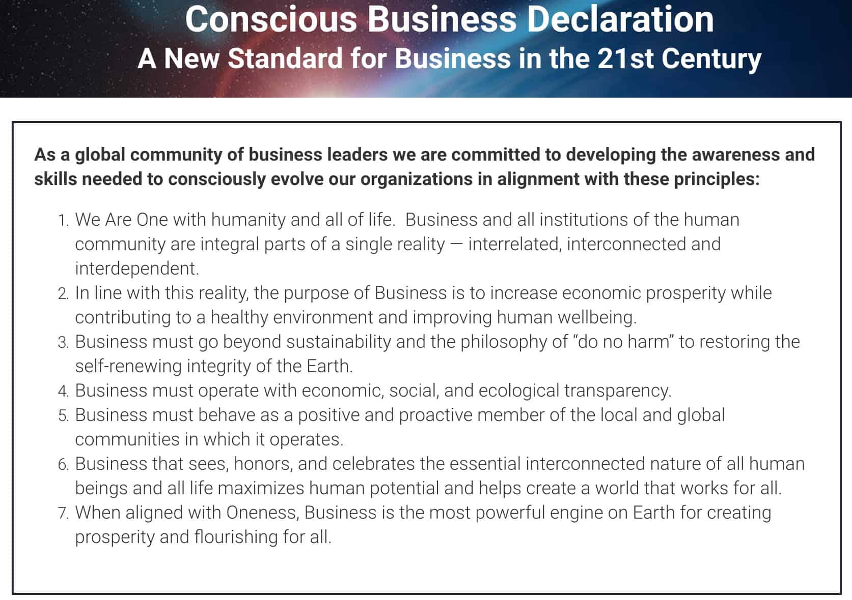 conscious business declaration- blurring the lines between charities&social enterprises